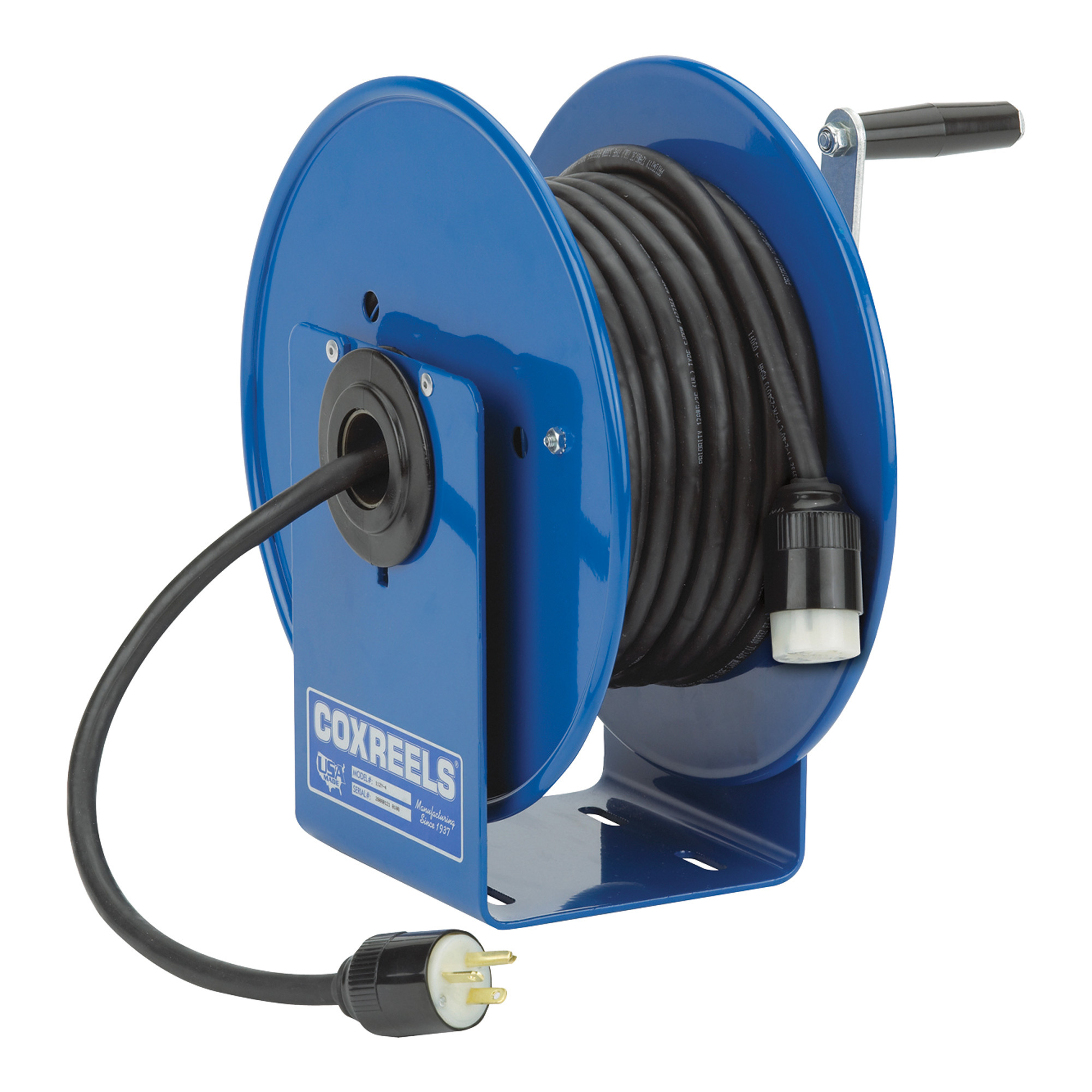 Coxreels 112Y Series Challenger Hand-Crank Extension Cord Storage Reel, Model# 112Y-4